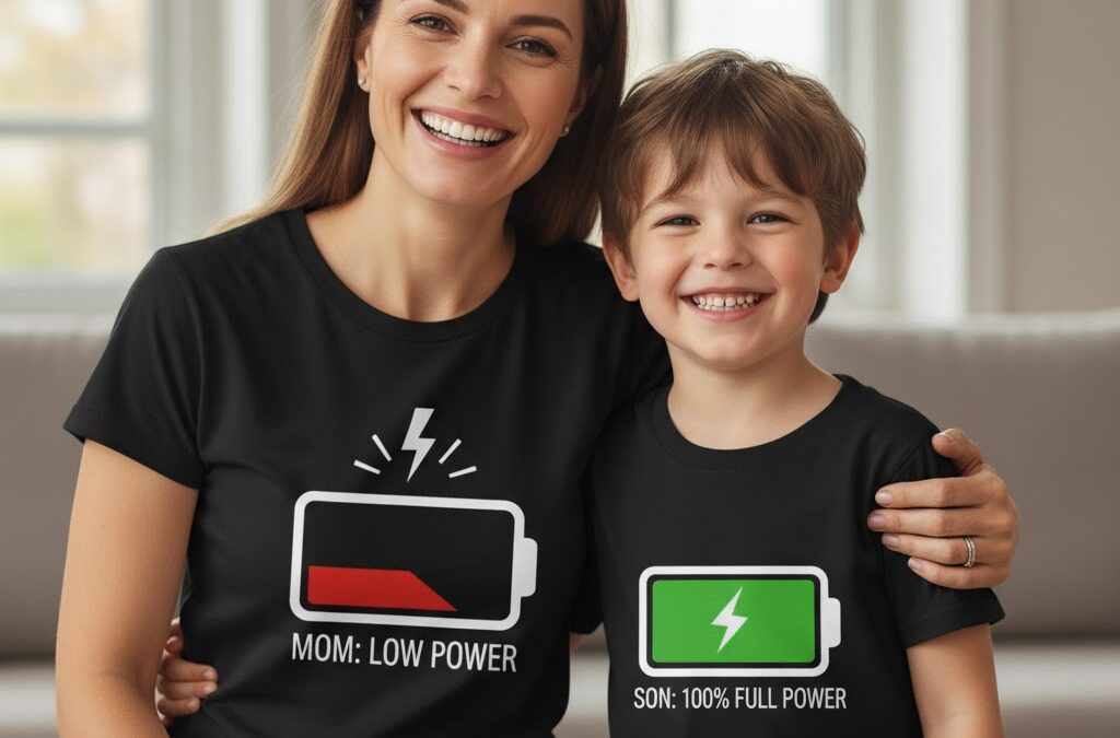 Mãe cansada e filho no 220